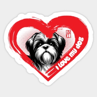 I Love My Shih Tzu - Devoted dog - I Love my dog Sticker